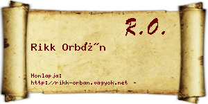Rikk Orbán névjegykártya